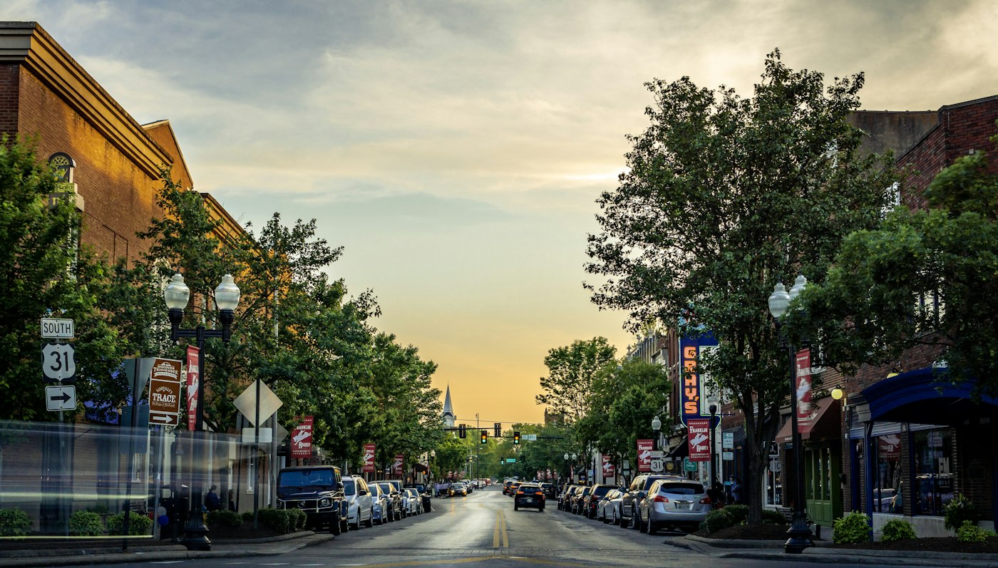 Historic downtown street in Ashland, Oregon